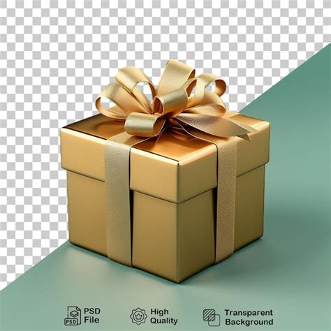 Renderización de caja de regalo 3d con cinta dorada aislada en fondo