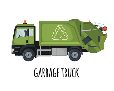 Garbage Truck Icon In Flat Style Isolated On White Background Vehicle