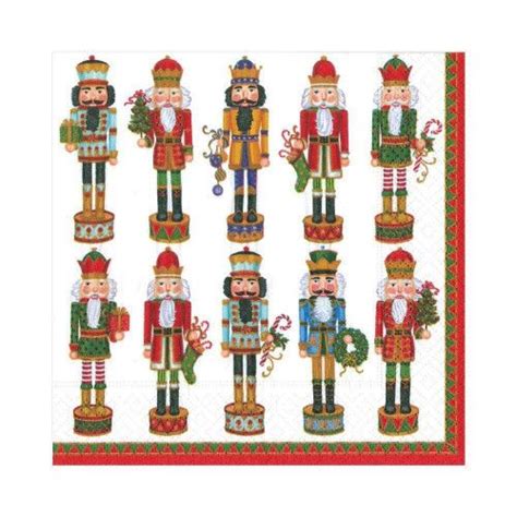 Caspari Nutcracker Parade Paper Luncheon Napkins White Per Pack