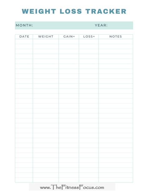 5 Free Printable Weight Loss Trackers To Motivate You To Reach Your Goals