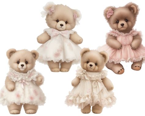 Shabby Chic Teddy Bears Clipart Png Files Commercial Use Etsy Australia