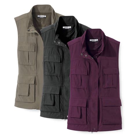 Womens Rfid Travelers Vest Nylon 15 Pockets Zip Front And