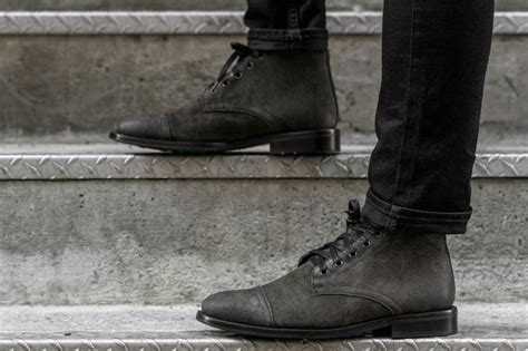 Mens Cadet Lace Up Boot In Shadow Grey Suede Thursday