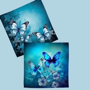 Blue Butterfly Digital Papers Watercolor Butterfly Seamless Pattern