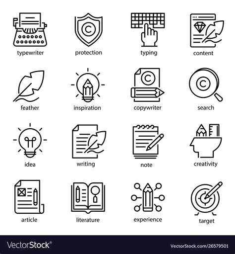 Copywriting Icon Set Social Media And Business Vector Image