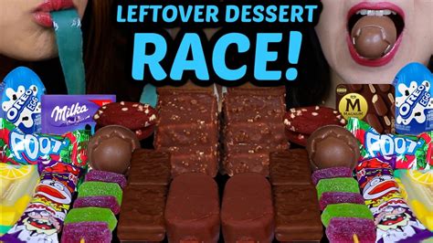 Asmr Leftover Dessert Race Milka Oreo Cream Eggs Mini Magnum Ice Cream Gummy Stick Lava