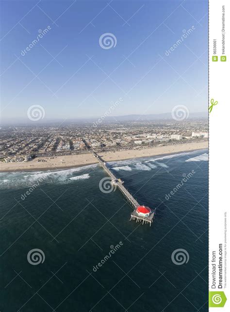 Aerial Of Huntington Beach Pier In Southern California Stock Image