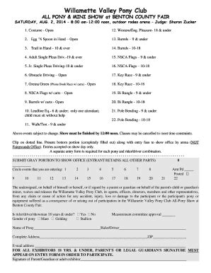 Fillable Online Willamette Valley Pony Club ALL PONY Fax Email Print