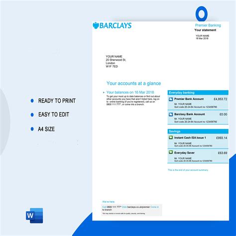 Barclays Bank Statement Template Ozoud