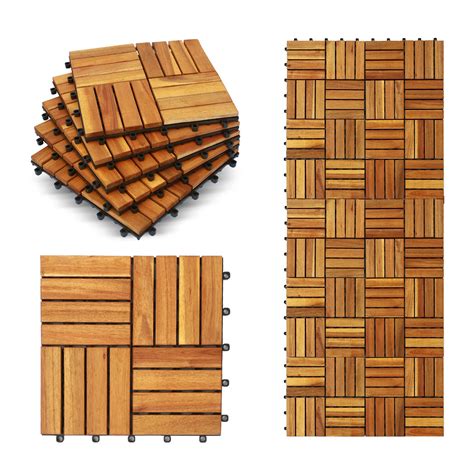 Buy Interlocking Deck Tiles Pcs Waterproof Acacia Wood Patio Tiles