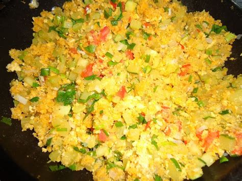 The Food Is Prepared And Ready To Be Cooked In The Skillet On The Stove