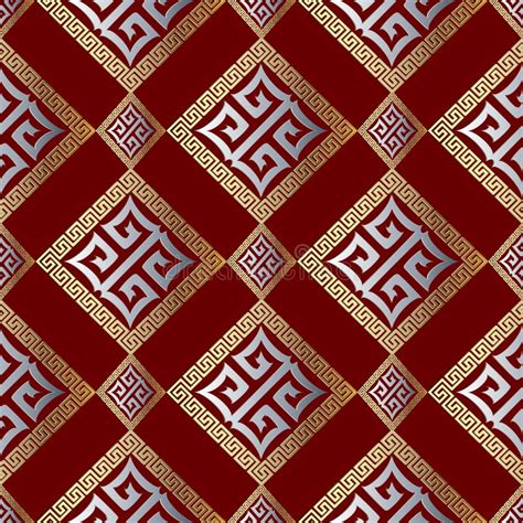 Modello Senza Cuciture Chiave Greco Geometrico Moderno Backgr Rosso