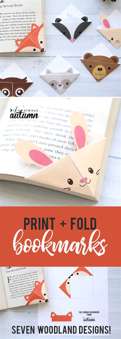 Diy Woodland Animals Origami Bookmarks Print Fold Its Always Autumn