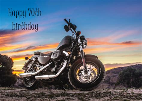 Harley Davidson Motorbike Parked At Sunset Th Birthday Card