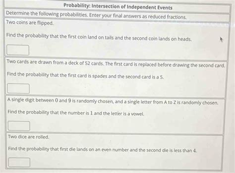 Solved Probability Intersection Of Independent Events Determine The