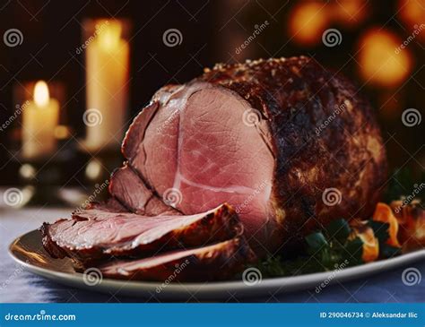 Beef Roast Served For Christmas Dinner Generative Ai Stock