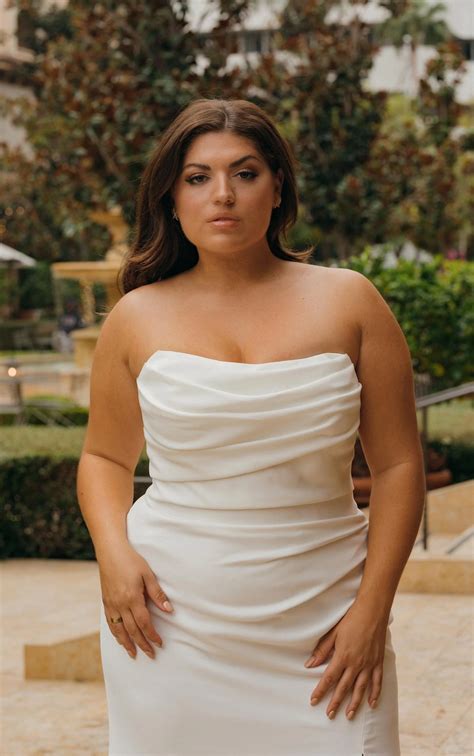 Plus Size Strapless Wedding Dress With Slit True Society Bridal