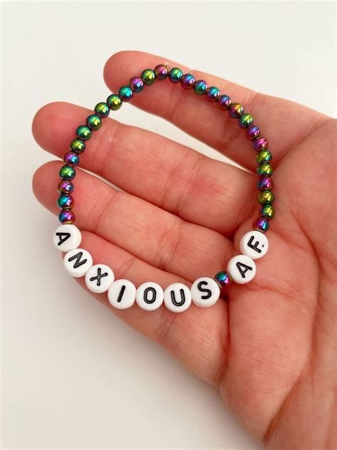 Anxiety Bracelet Anxious Af Bracelet Mental Health Jewelry Letter