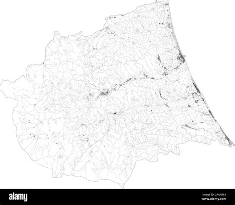 Satellite Map Of Province Of Teramo Towns And Roads Buildings And