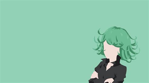 Tatsumaki One Punch Man Girl Green Hair Short Hair Minimalist Wallpaper