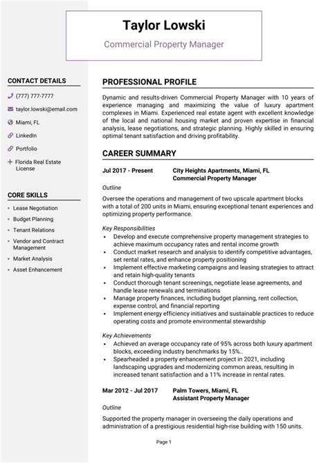 Commercial Property Manager Resume Example Get Top Job