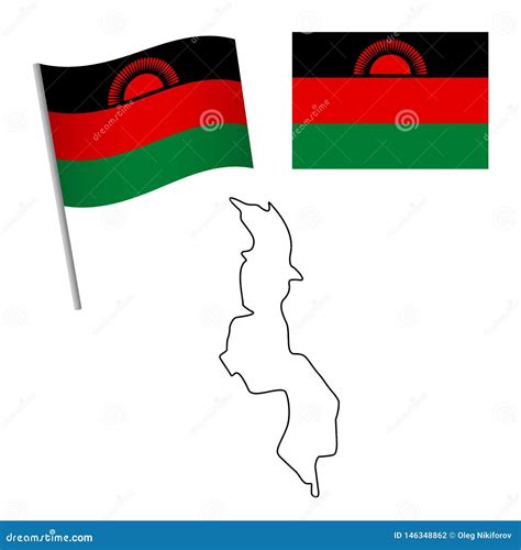 Malawi Flag And Map Stock Illustration Illustration Of Icon 146348862