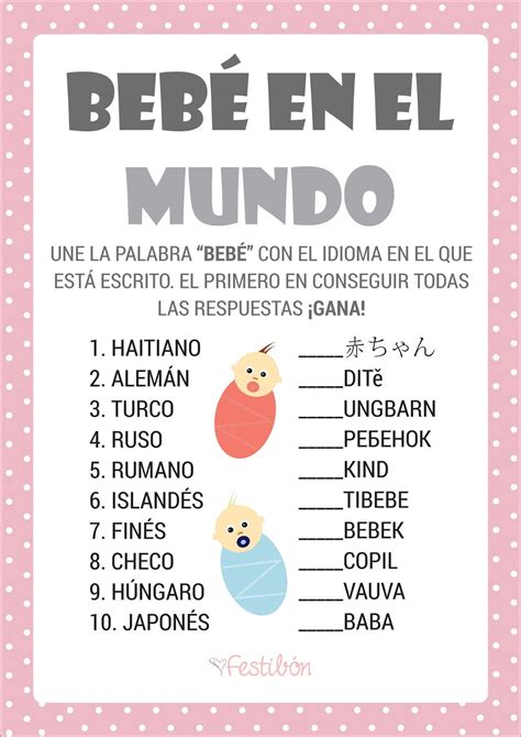 Beb En El Mundo Juegos Para Baby Shower Para Imprimir Juegos De