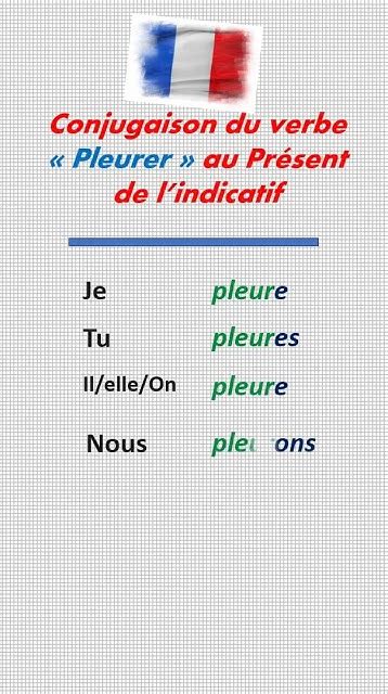 La Conjugaison Du Verbe Pleurer Au Présent De Lindicatif Youtube