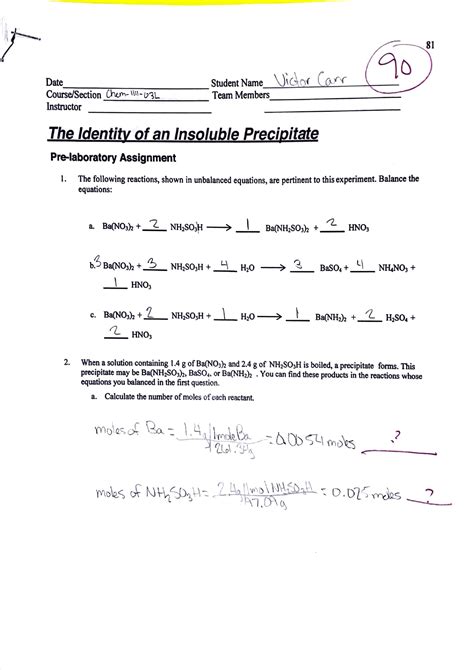 Identity Of An Insoluble Precipitate The Following Reactions Shown