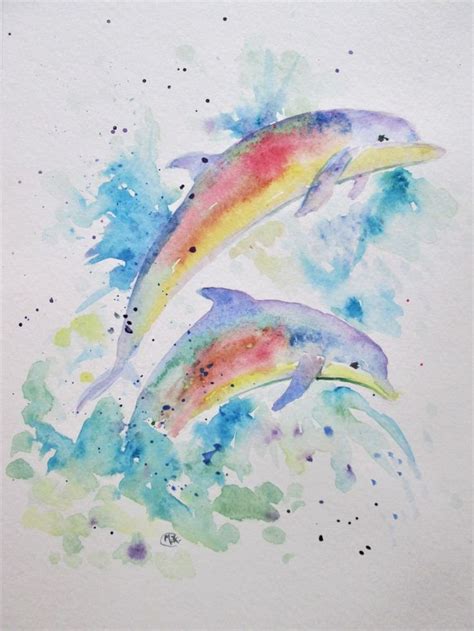 Rainbow Dolphins By Marjansart 2017 Watercolour By MARJANSART In 2022