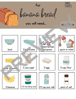 Visual Recipe Banana Bread By Heidi Filatov TPT