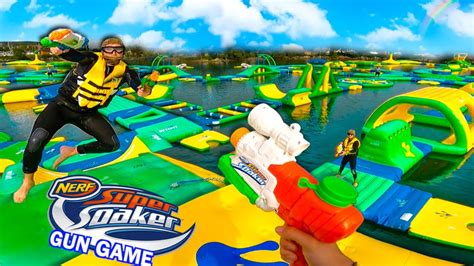 Nerf Super Soaker Gun Game Inflatable Water Park Edition Youtube