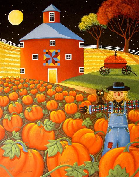 Pumpkin Harvest Painting by Mary Charles