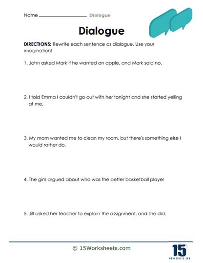 Dialogue Worksheets 15 Worksheets Library