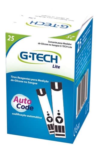 Tiras Reagentes Para Teste De Glicemia G Tech Lite 25uni