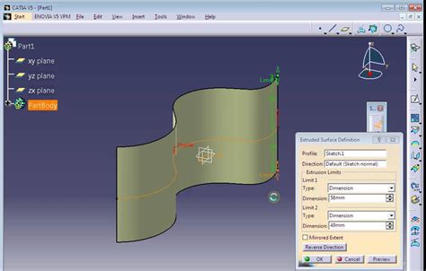 CATIA V5 BEGINNERS WIREFRAME AND SURFACE DESIGN EXTRUDE YouTube