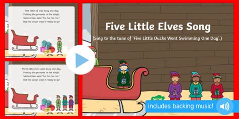 Five Little Elves Song PowerPoint (teacher made)