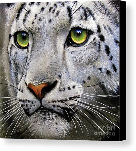 Snow Leopard Canvas Print Featuring The Painting Snow Leopard By Jurek