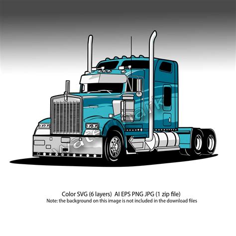 Semi Truck Kenworth Svgaiepspng Color Layers Etsy