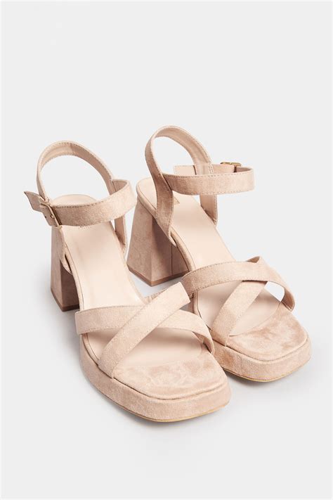 Nude Platform Sandal Heels In Wide E Fit Extra Wide EEE Fit Yours Clothing