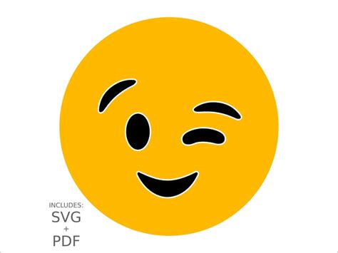 Royalty Free Winking Emoji SVG, Winking Clip Art, Blinking Emoticon Flirty Smiley Face, 1 Eye ...