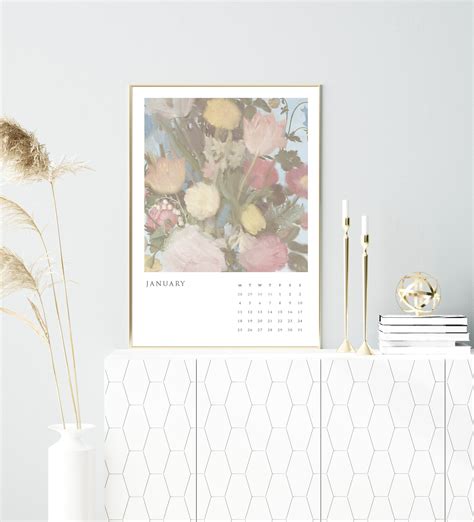 Printable Wall Calendar 2021 Floral Art Calendar Printable Planner