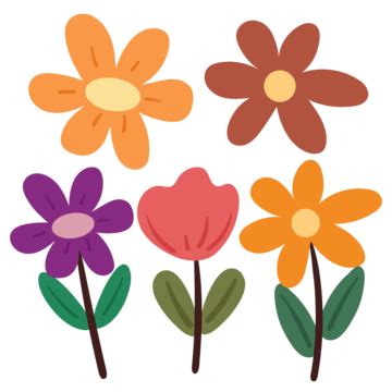 Drawing Cartoon Plant And Flower Doodle Set Vector, Flower Clipart ...