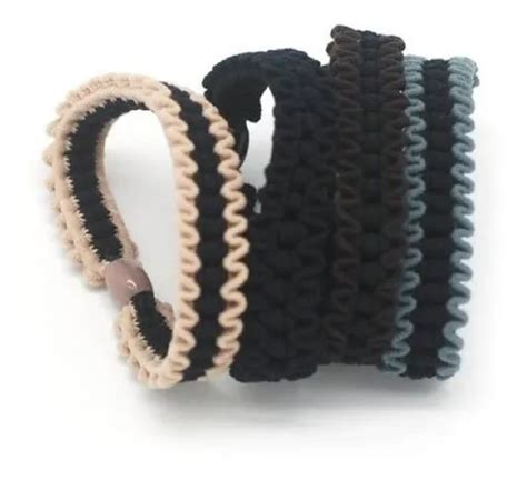 Banditas Colitas De Pelo Festoneadas Basicare X4 Color Negro Nude Marrón Celeste MercadoLibre
