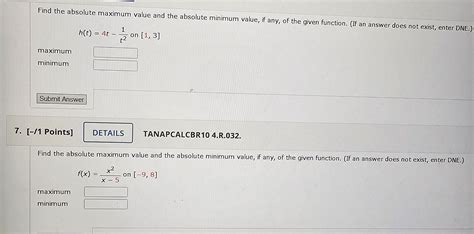 Solved Find The Absolute Maximum Value And The Absolute