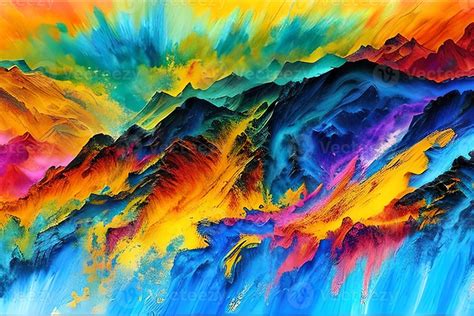 Water Color Or Oil Painting Fine Art Illustration Of Abstract Colorful