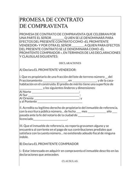 Promesa De Contrato De Compra Venta Udocz