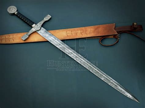 Huntex Custom Handmade Damascus Steel Blade 94 Cm Long King Arthur