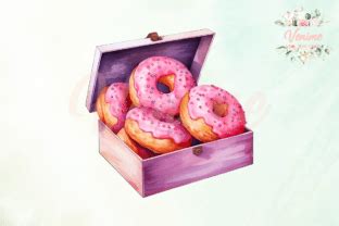 Watercolor Donuts Clipart Graphic By Venime Creative Fabrica