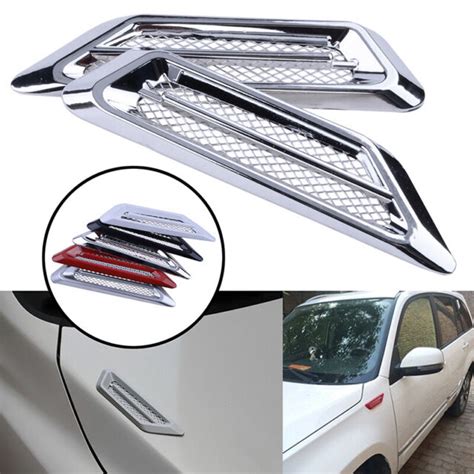 X Chrome Universal Car Auto Air Flow Fender Side Mesh Vent Decoration